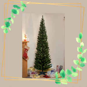 Thin Christmas Tree with a frame around it